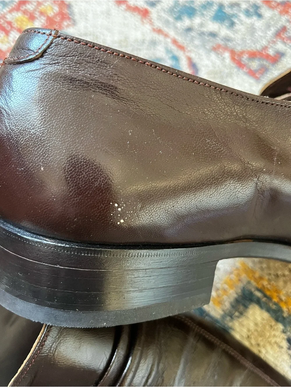 Florsheim Dark Oxblood Leather Slip-On Loafers with Gold Accents Size 9.5E